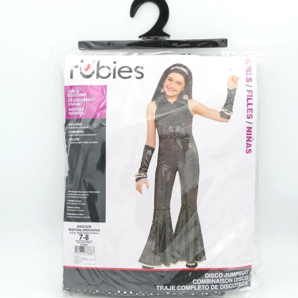 Rubies Disco Jumpsuit w/ Sleevelets Girls Child Halloween Costume Sz Medium 7-8